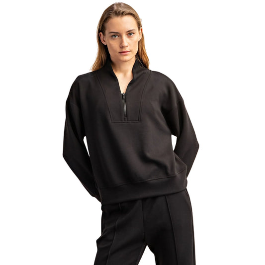 Sage Leaf - Rae Mode Black Plus Size Modal Scuba Zip Halfzip Jacket