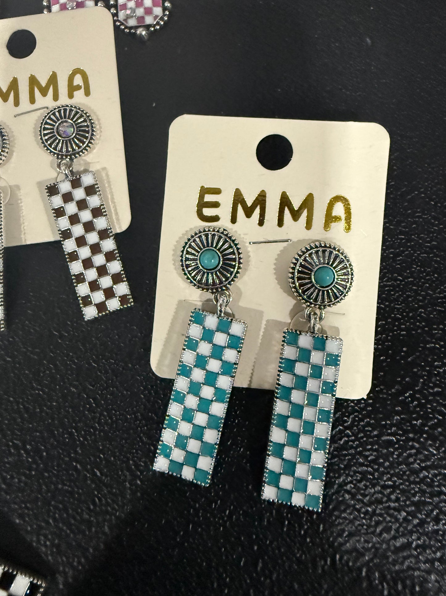Faux Checked Earrings