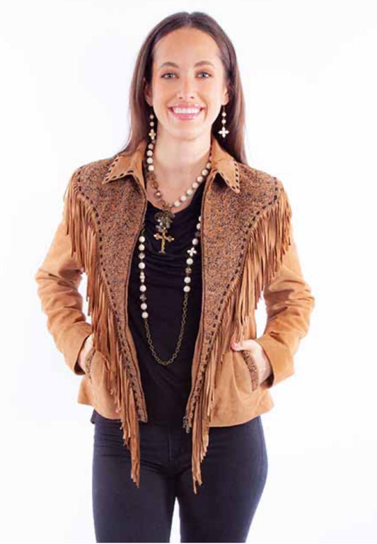 SCULLY Tan Suede Ladies Zip Front Jacket