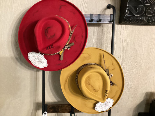 Justin Red Vintage Flat Brim Hat