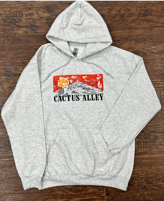 Cactus Alley - “Red Sky” Ash Grey Adult Hoodie Sweatshirt