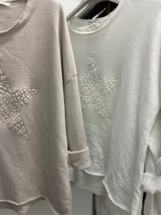 Star Raw Edge Sweater Made in Italy O/S