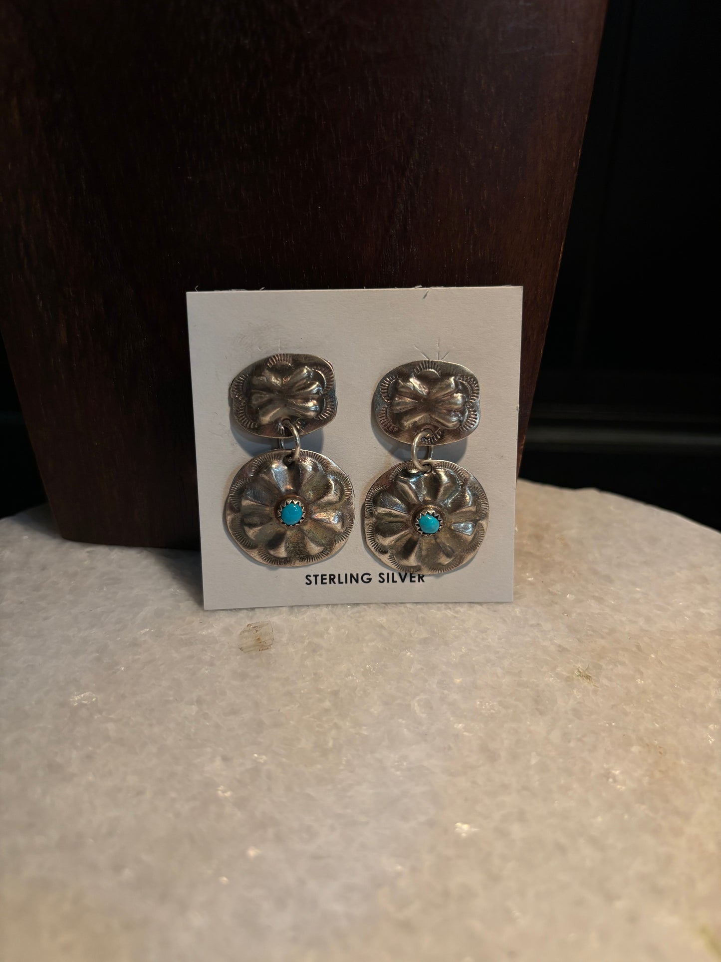 Joan Begay Navajo Handmade Kingman Turquoise Earring