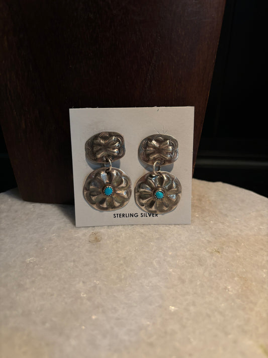 Joan Begay Navajo Handmade Kingman Turquoise Earring