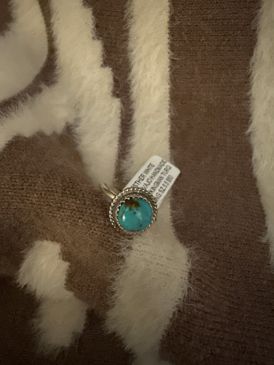 Signed Esther White Navajo Handmade Ring Size 5.5