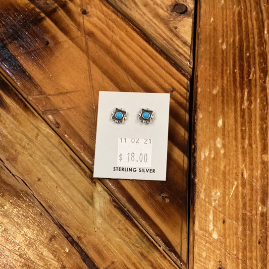 Square Turquoise and Sterling Silver Studs