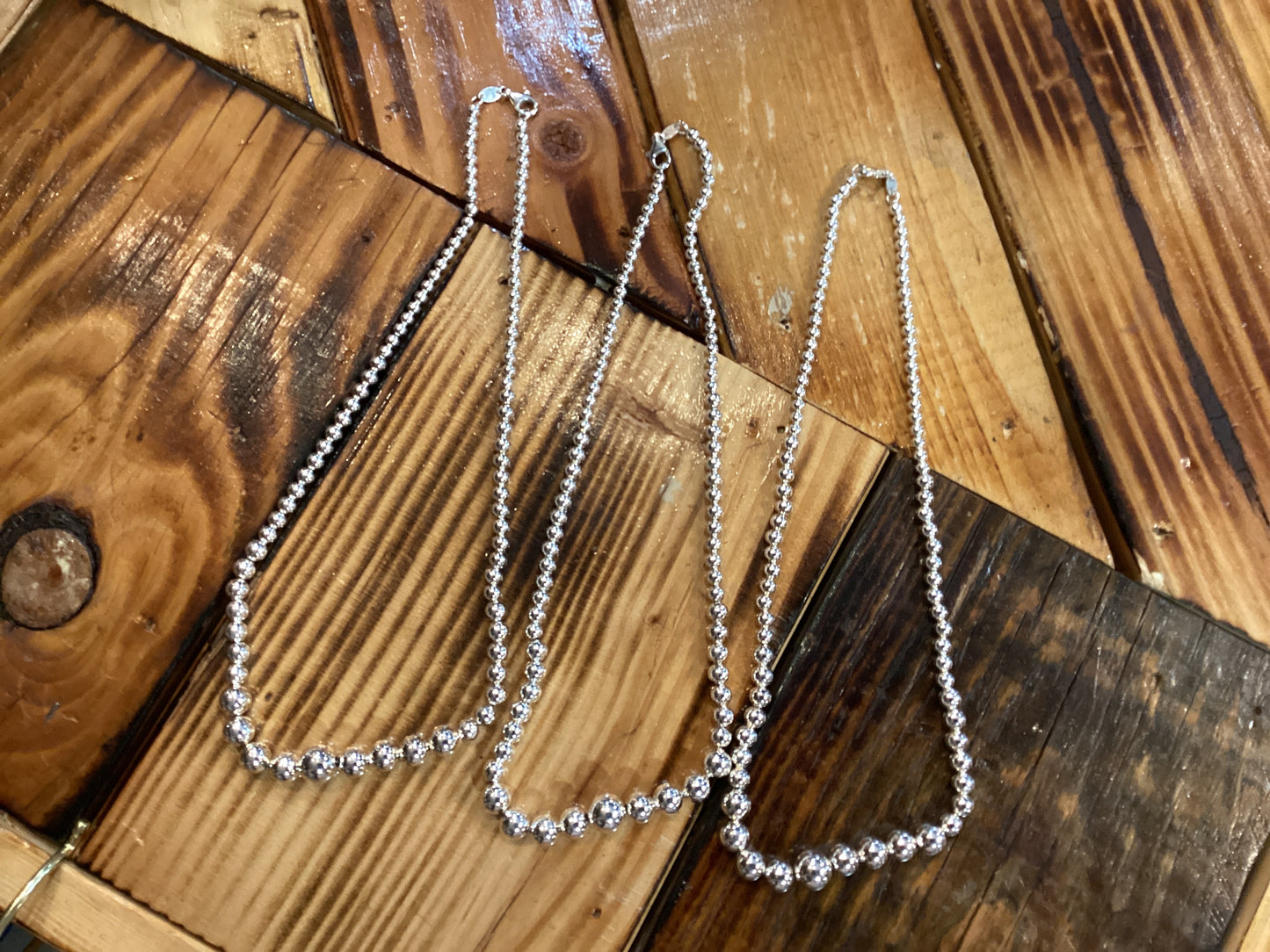 Graduated Silver Beaded Necklace