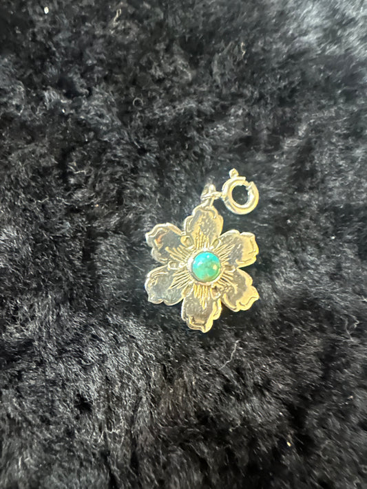 Sterling Silver Kingman Turquoise Charm Flower