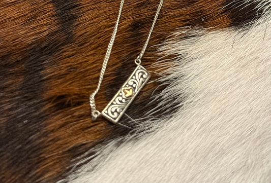 Sterling Silver & 18K Handmade Bar Necklace