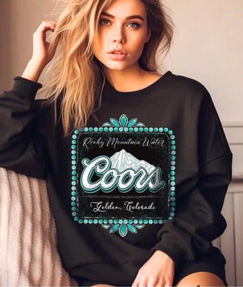 Turquoise black sweatshirt