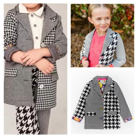 Be Bold Girls Blazer Patch Gingham￼Houndstooth