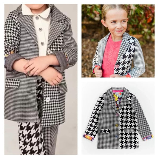 Be Bold Girls Blazer Patch Gingham￼Houndstooth