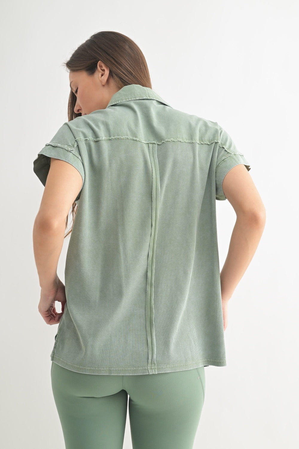 Mono b Mineral Wash Half Button Tee