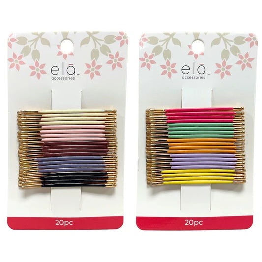 Ela 20 Pack Enamel Bobby Pins in Assorted colors