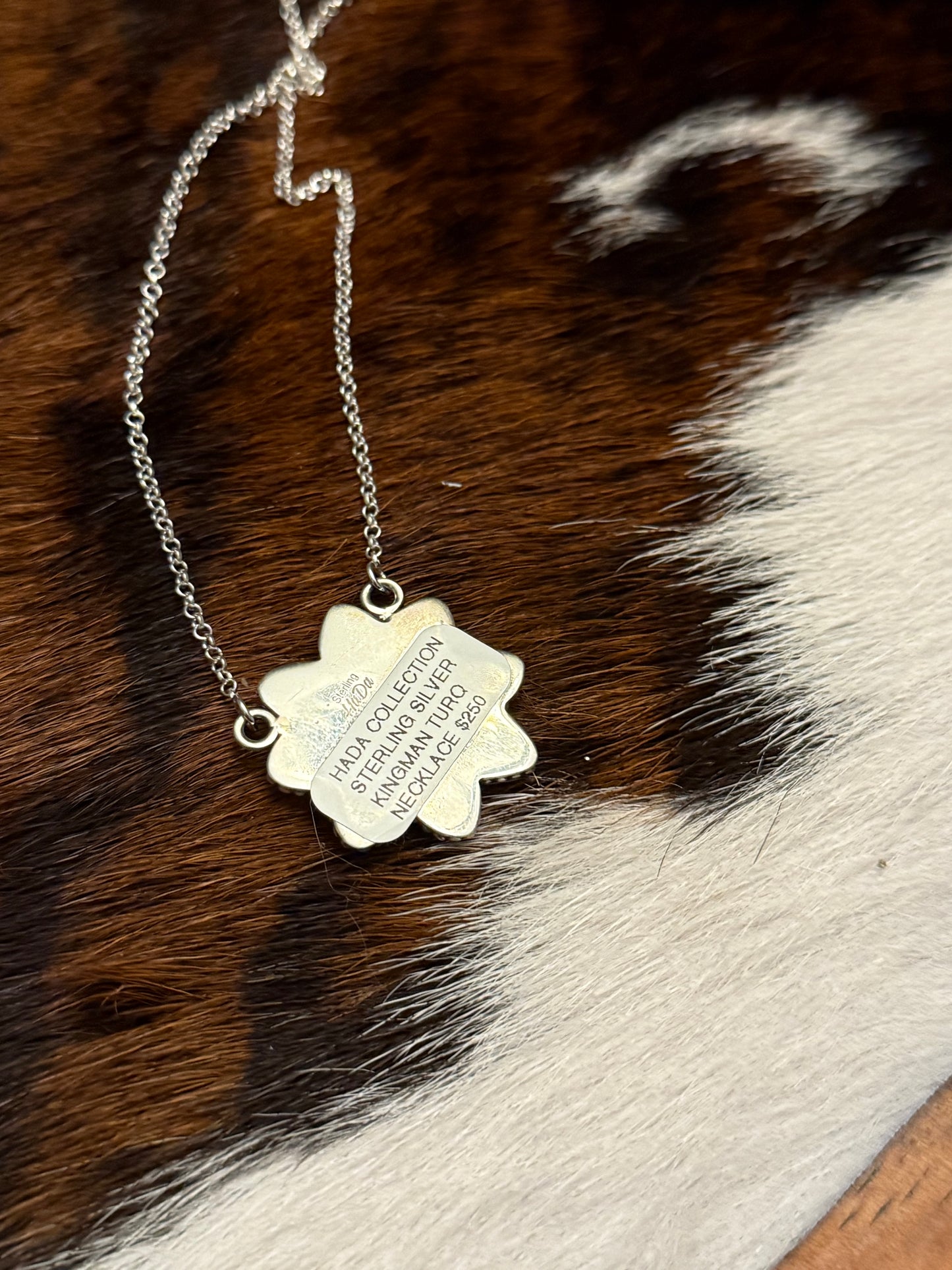 Sterling Silver Handmade Kingman Turquoise Flower Necklace
