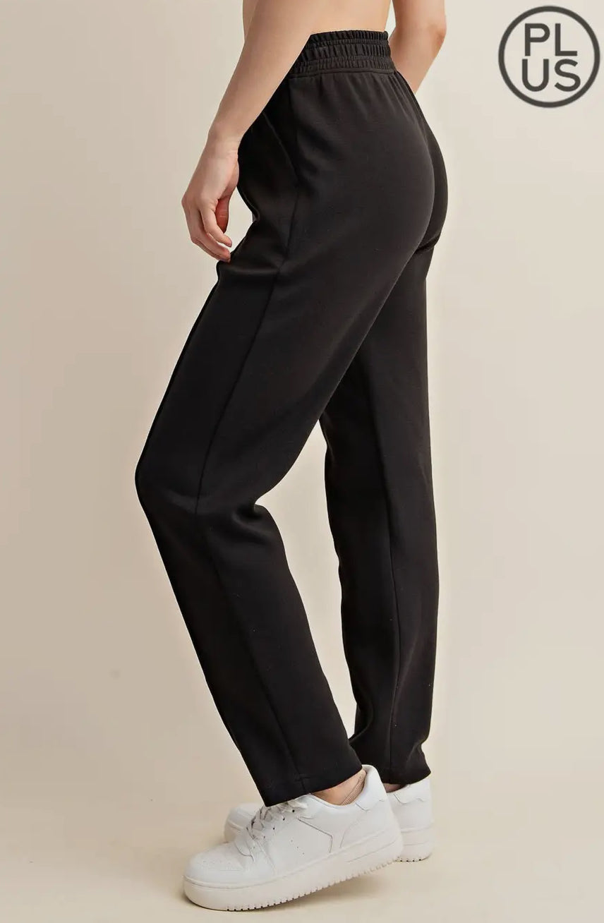 Rae Mode Black Plus Size Modal Scuba Pintuck Pant