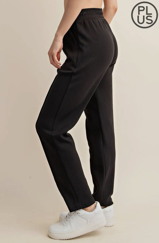 Rae Mode Black Plus Size Modal Scuba Pintuck Pant
