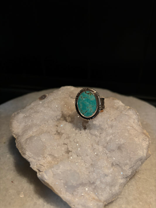 Handmade RC Kingman Turquoise Ring Size 8