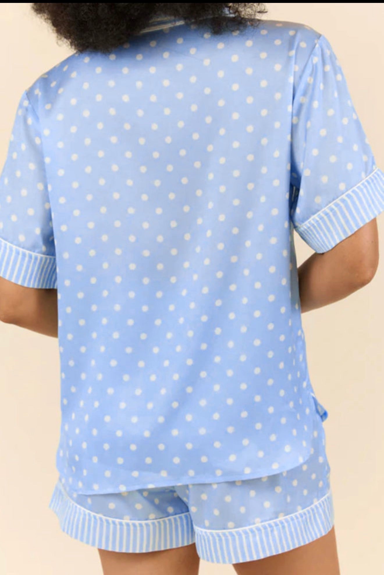 Sky Blue Dotted Print Soft Short Pajama Set