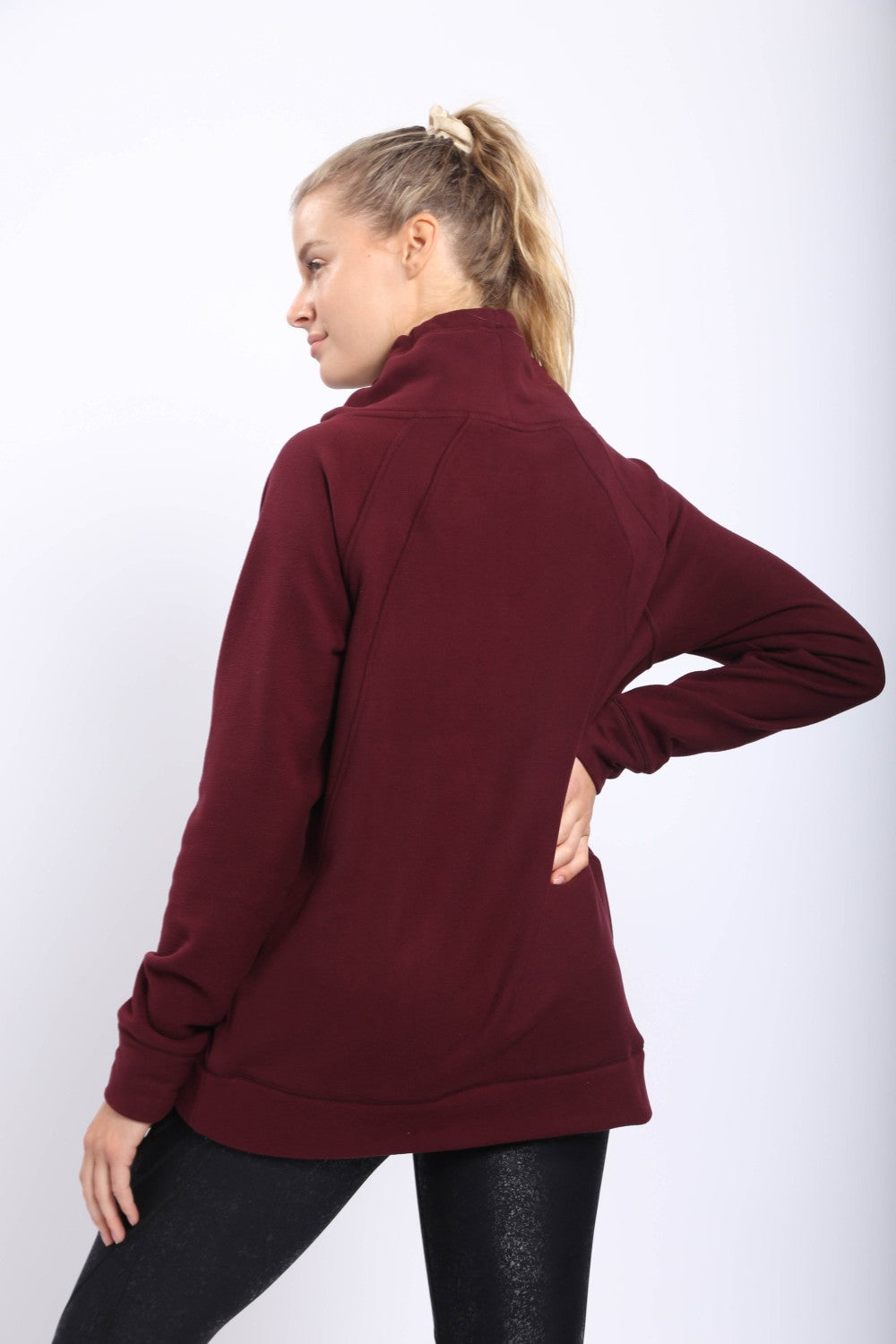 Burgundy Brushed Cowl Neck Pullover