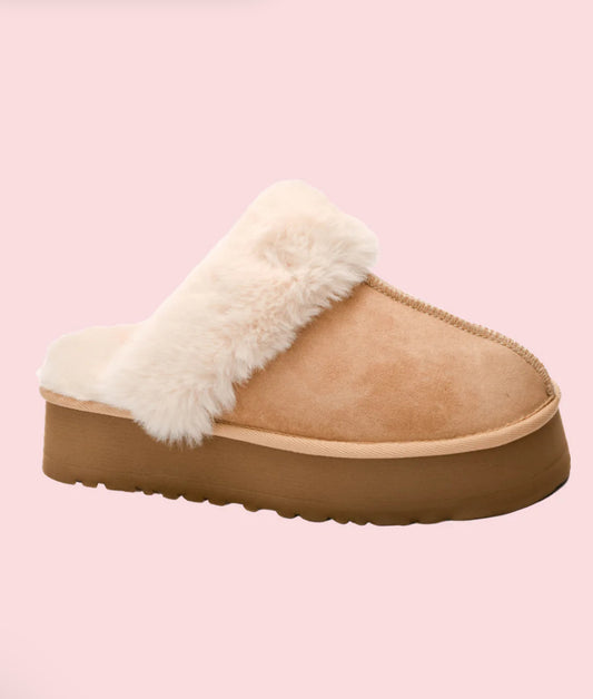 CORKYS - CUDDLE UP PLATFORM SLIPPERS IN CAMEL