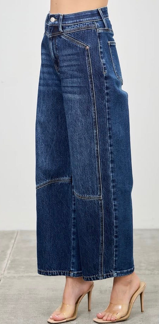 Saige High Rise Low Curve Crop Barrel Jeans
