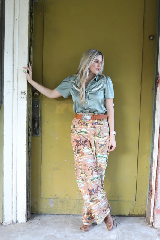 TURQUOISE HAVEN TAUPE COWBOY TROUSER PANT