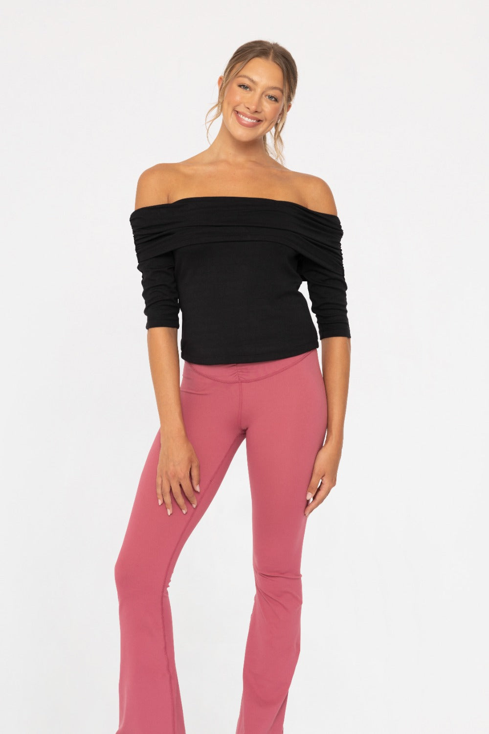 MONO B - OFF THE SHOULDER RUCHED TOP