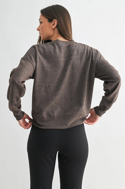 Monob BURNED OUT CREWNECK SWEATER black or brown