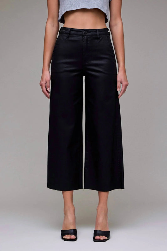 Hidden Jeans Coated Cropped Relaxed Trouser Wide Leg