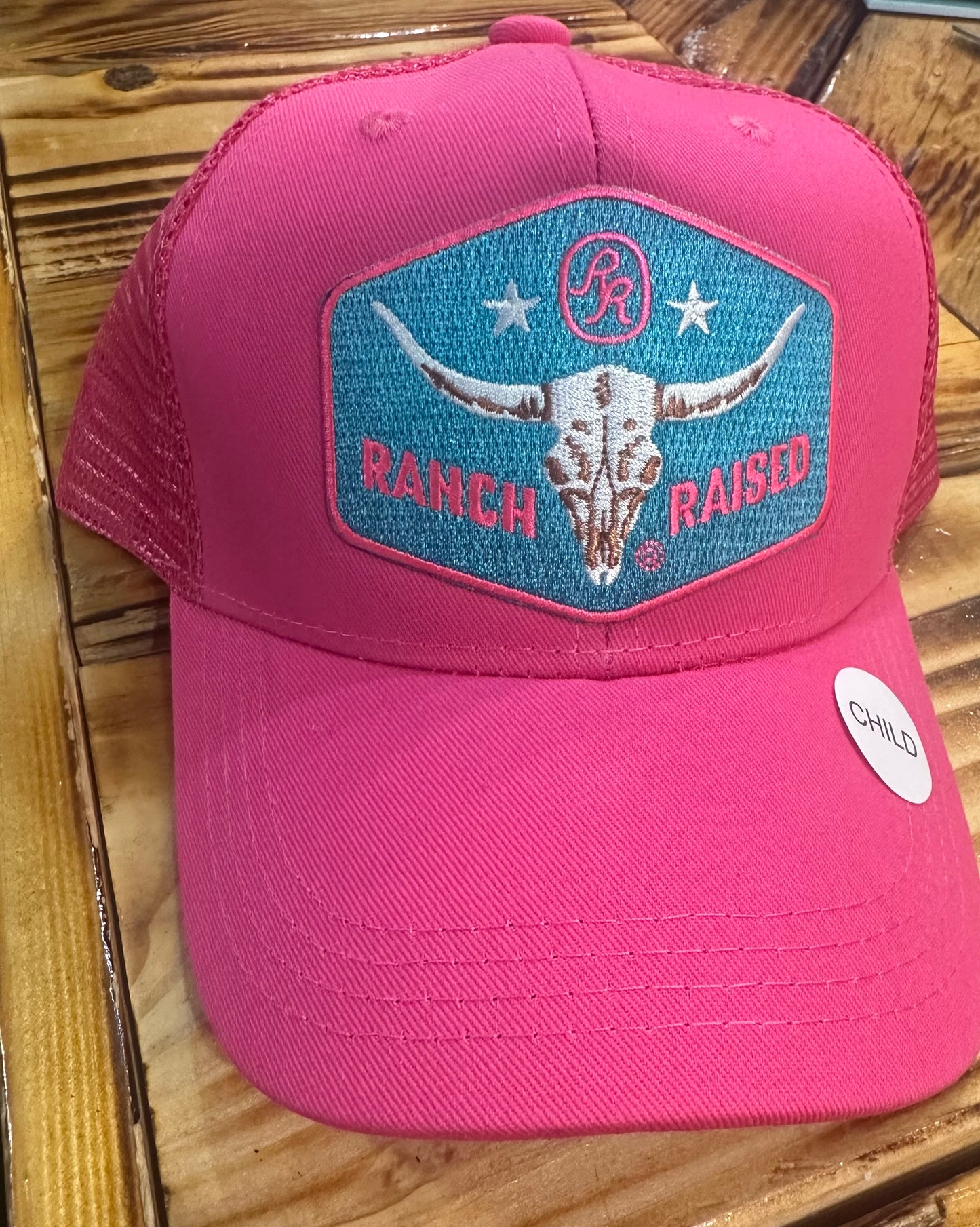 Ranch Raised Child Pink Skull Cap