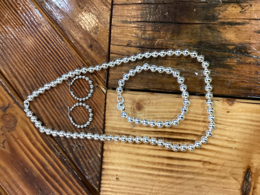Silver Bead Jewelry Set