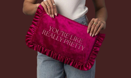 Velvet Ruffle Travel Pouch