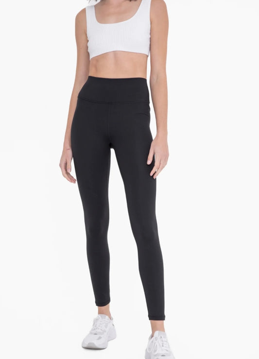 Mono B Nylon-Blend Essential Solid Leggings Black