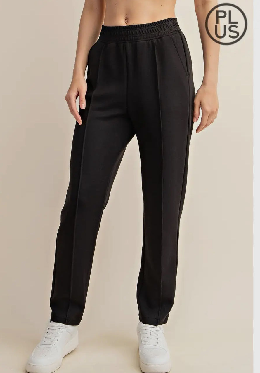 Rae Mode Black Plus Size Modal Scuba Pintuck Pant