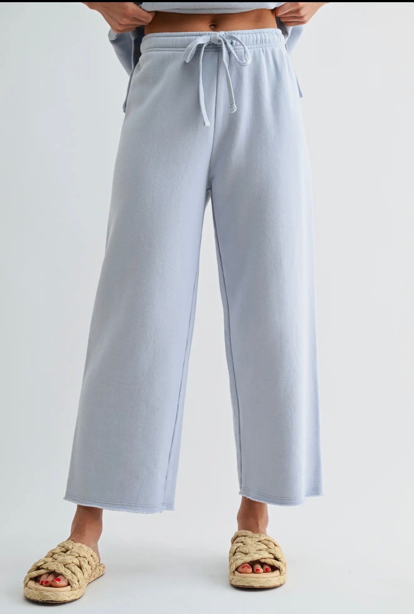 MALIBU CROPPED WIDE-LEG FLEECE PANTS