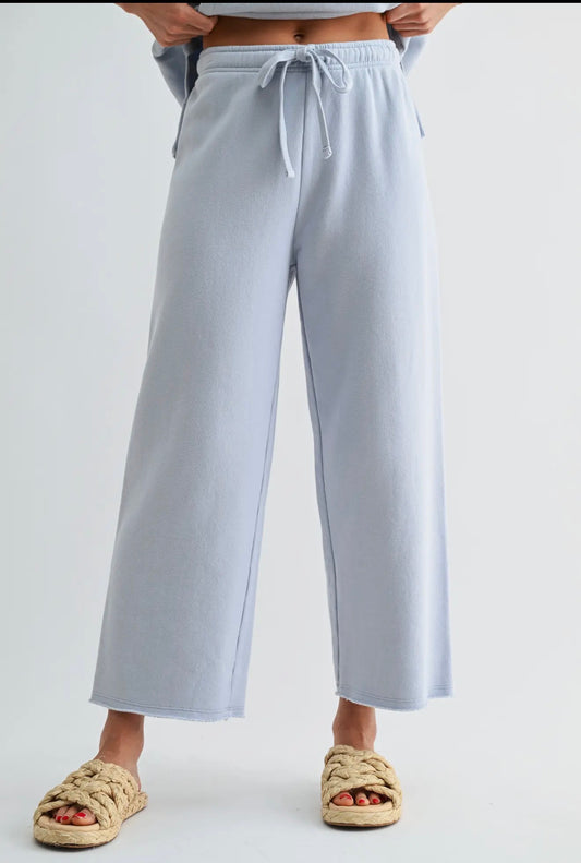 MALIBU CROPPED WIDE-LEG FLEECE PANTS