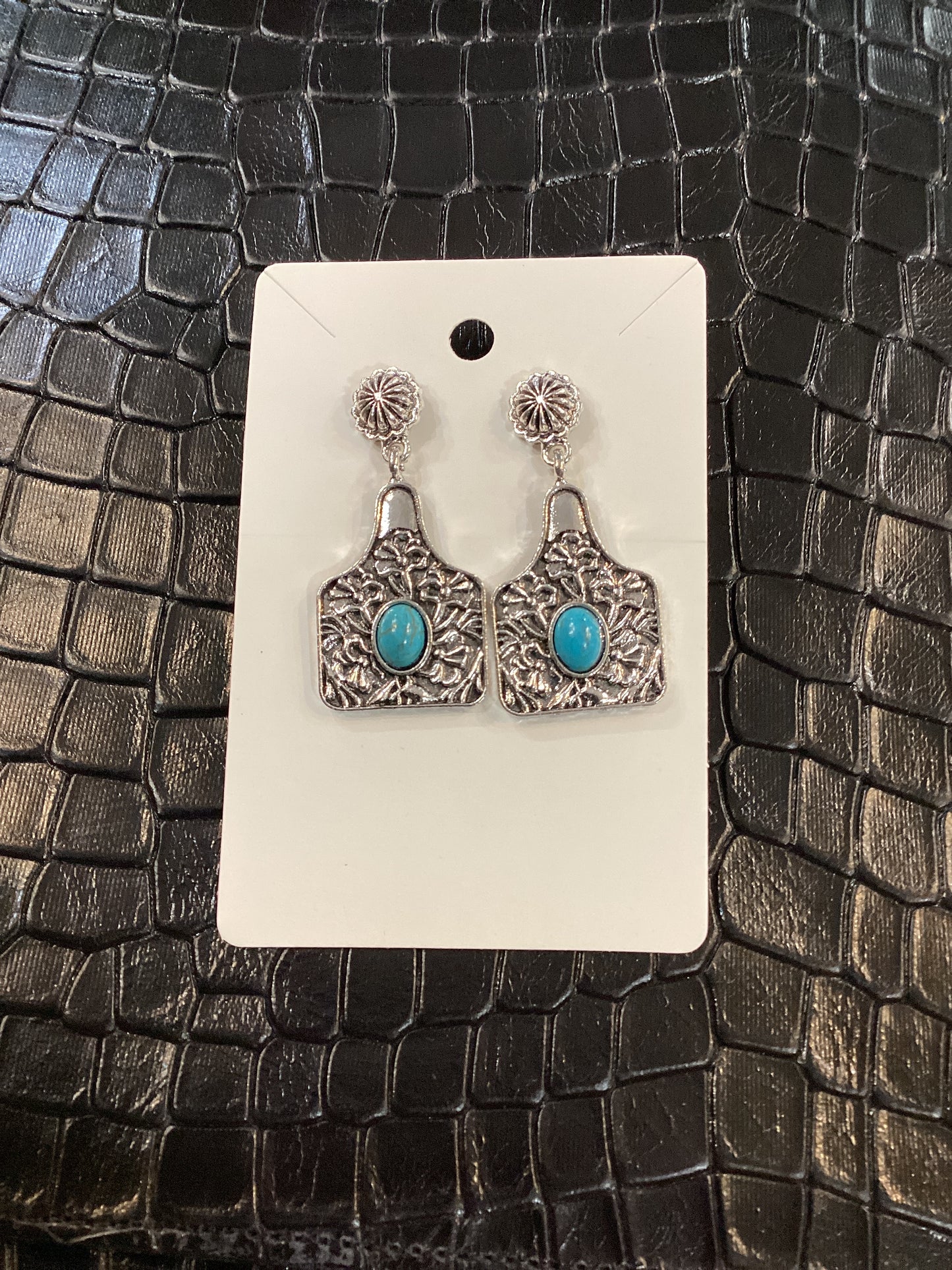 Faux Turquoise and Silver Earrings