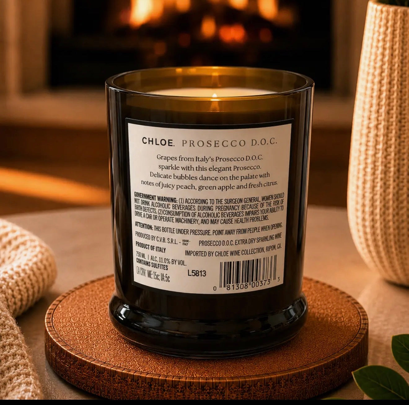 Chloe Prosecco® Bottle Candle - 16 oz | Handcrafted Upcycled Wine Bottle Candle