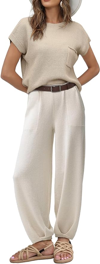 Women's Sweater Knit High Waisted Pants Lounge