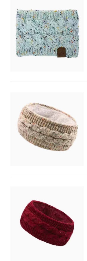 Knit double layer fuzzy headband