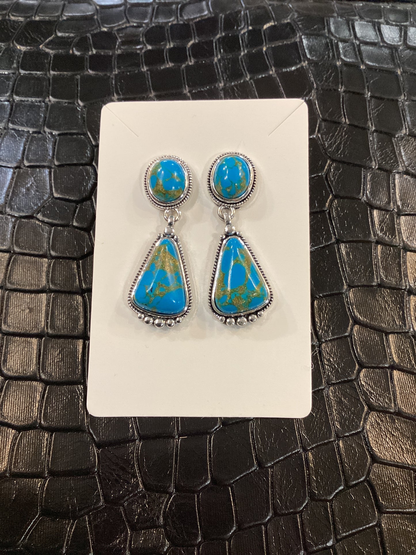 Faux Turquoise and Silver Earrings