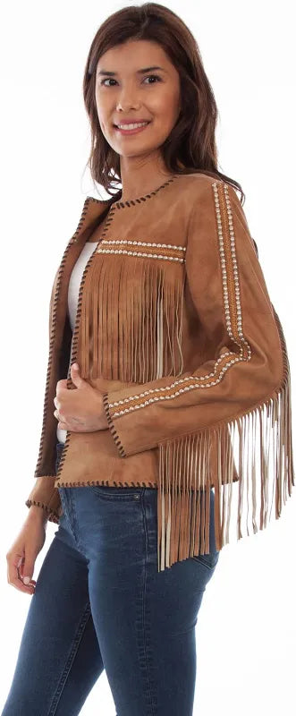 SCULLY FRINGE/STUDDED JACKET BUCKSKIN BOAR SUEDE
