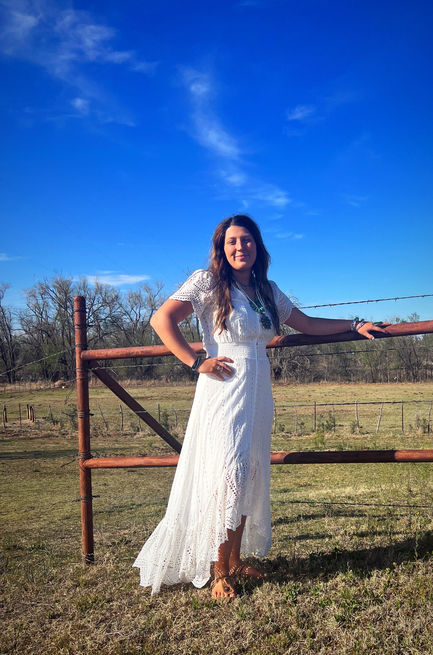 White long lace western button dress Floatin'T Boutique White long lace western button dress Floatin'T Boutique