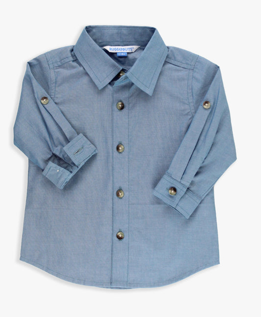 RuggedButts Blue Chambray Long Sleeve Button Down Shirt