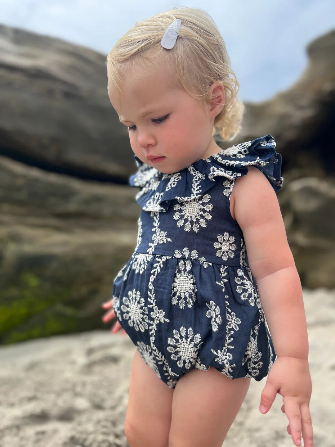 Vignette Maya Bubble in Navy Eyelet 9-12Mo