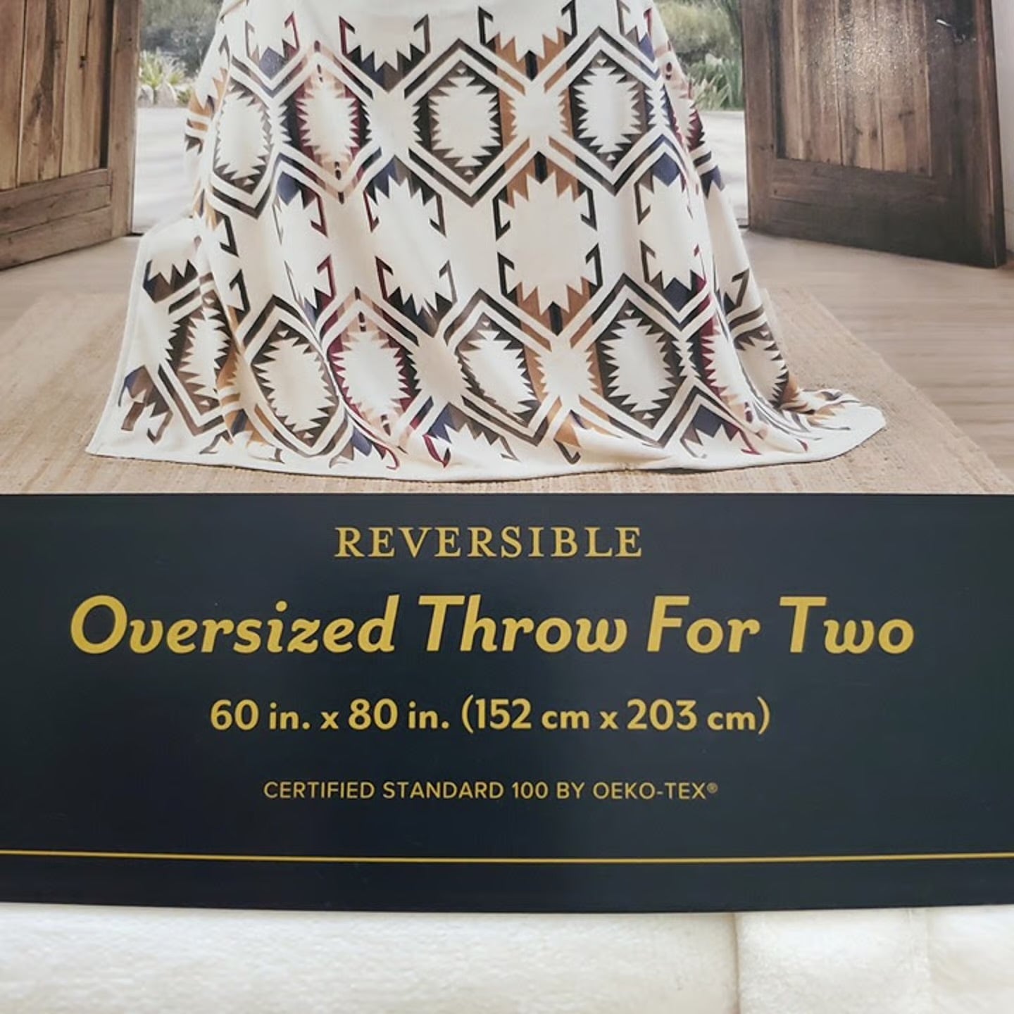 Pendleton Throw Blanket For Two Reversible Oversized Tribal Pattern 60x80 OEKO-TEX STANDARD 100