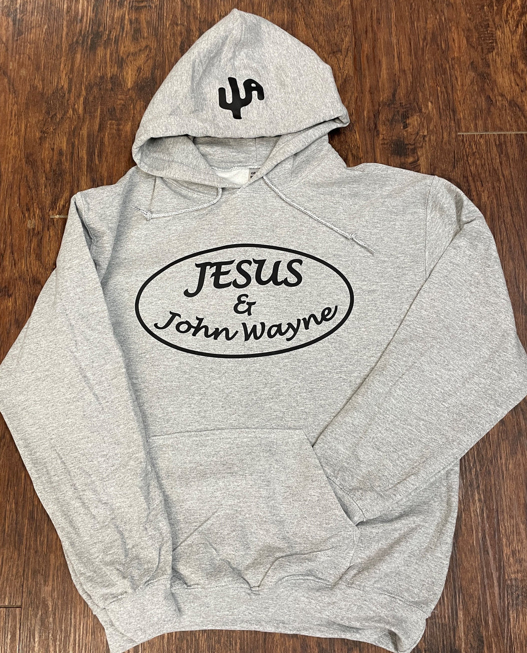 "Jesus & John Wayne" - Sport Grey Adult Hoodie