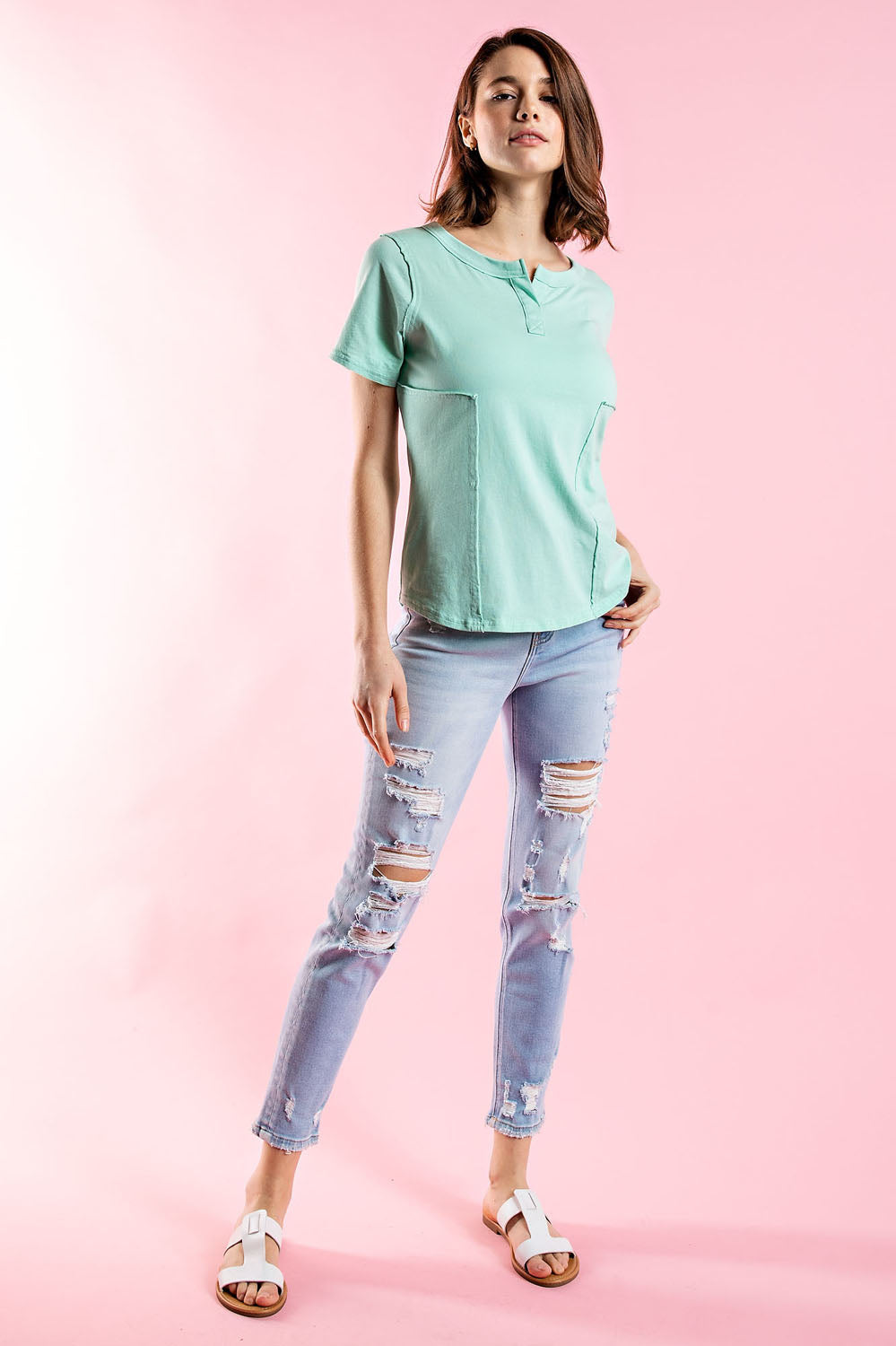 RAE MODE - WASHED COTTON SHORT SLEEVE TOP