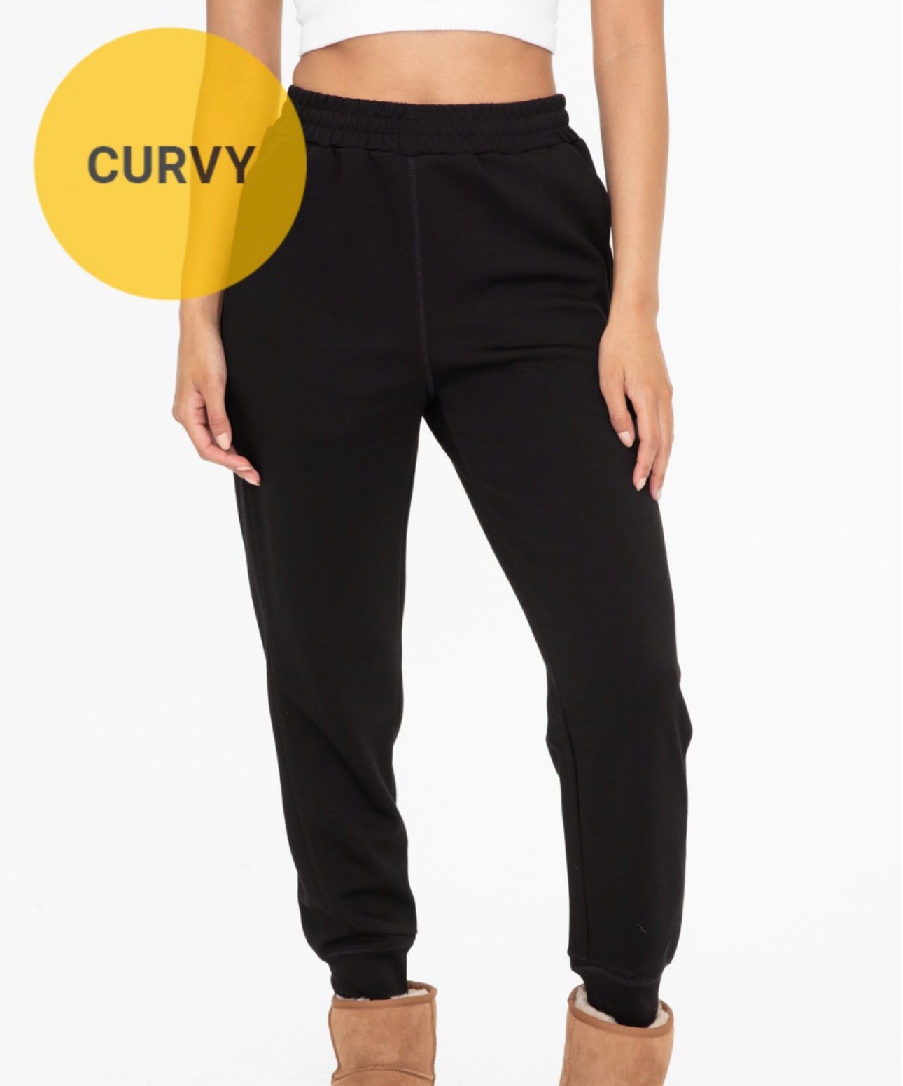 CURVY PLUS size Butter Soft Contrast Seam Joggers